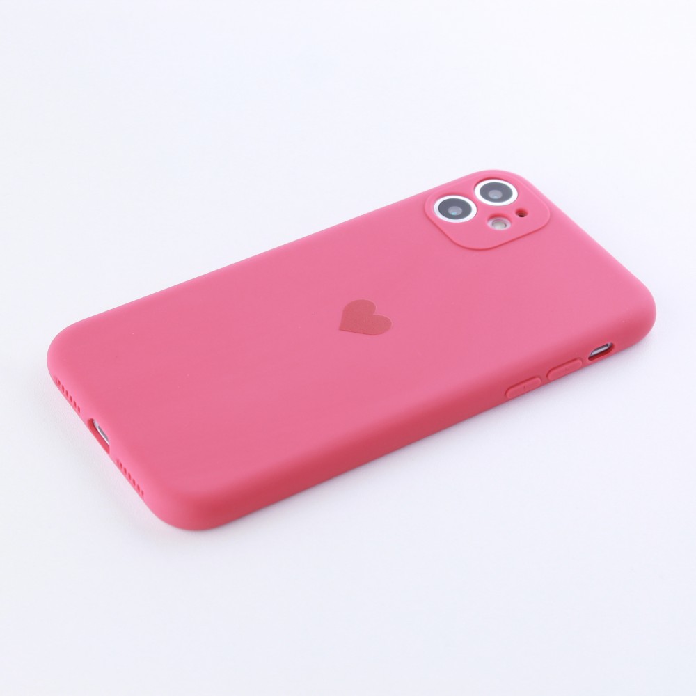 Coque iPhone 12 - Silicone Mat Coeur - Rose