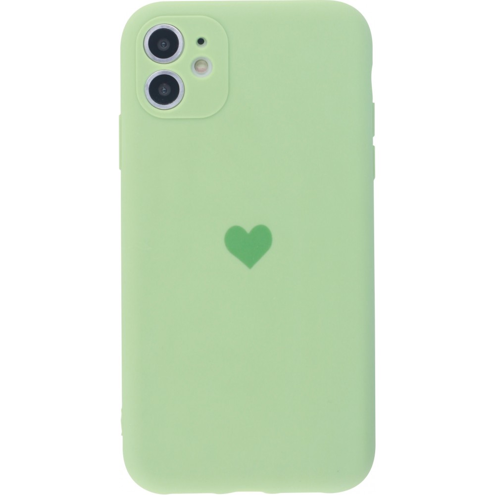 Coque iPhone XR - Silicone Mat Coeur vert clair