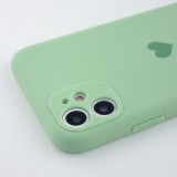 Coque iPhone 11 - Silicone Mat Coeur vert clair