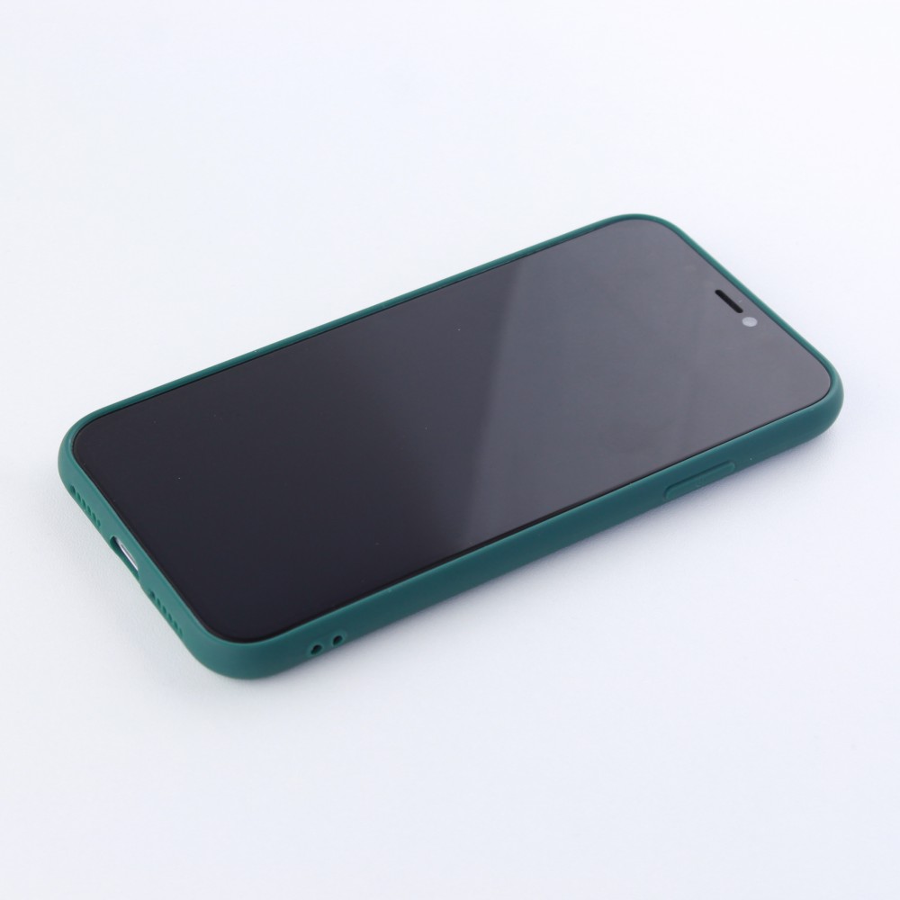 Coque iPhone 11 - Silicone Mat Coeur - Vert foncé