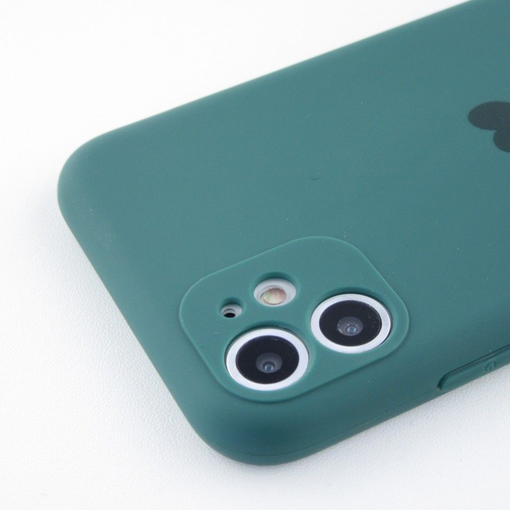 Coque iPhone 12 - Silicone Mat Coeur - Vert foncé