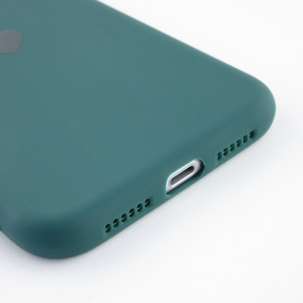 Coque iPhone 11 - Silicone Mat Coeur - Vert foncé