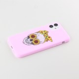 Coque iPhone 11 - Silicone Mat Skull flowers - Rose