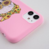 Coque iPhone 12 mini - Silicone Mat Skull flowers - Rose