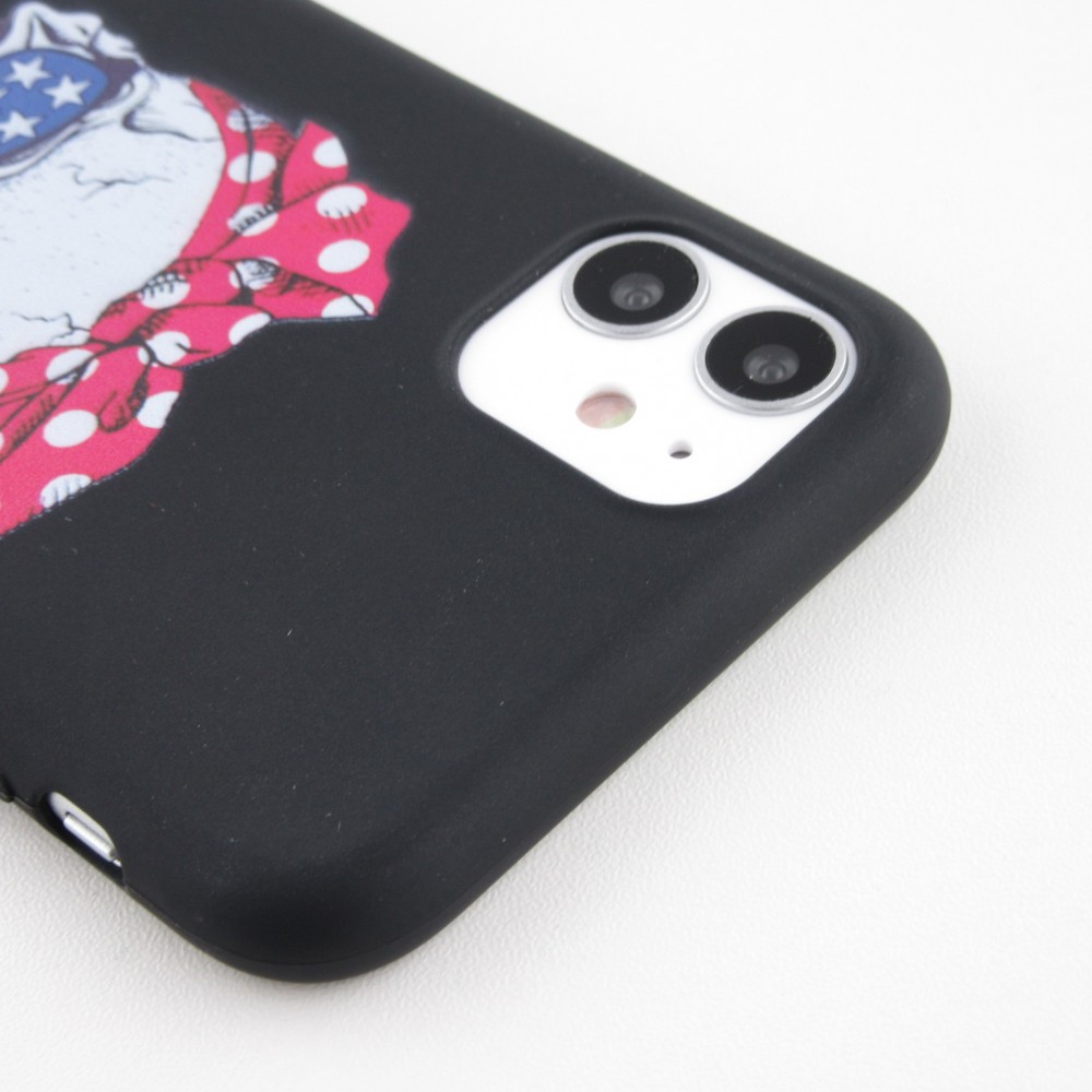 Coque iPhone 12 / 12 Pro - Silicone Mat Skull USA - Noir