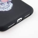 Coque iPhone 12 mini - Silicone Mat Skull USA - Noir