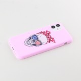 Hülle iPhone 12 mini - Silikonmatte Skull USA - Rosa