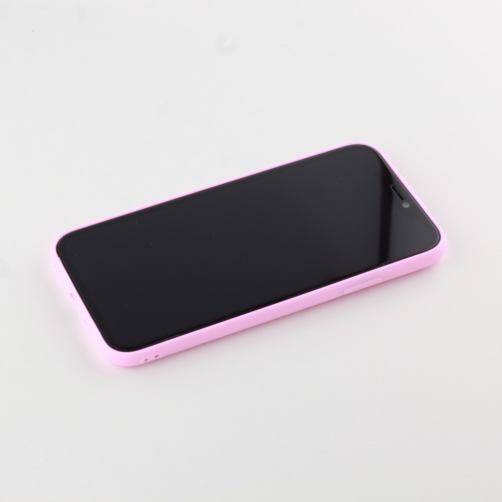 Hülle iPhone 12 mini - Silikonmatte Skull USA - Rosa