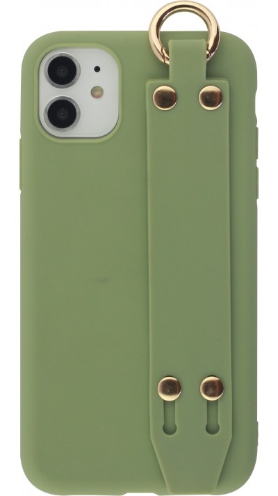 Coque iPhone 11 - Silicone Mat Strap - Vert
