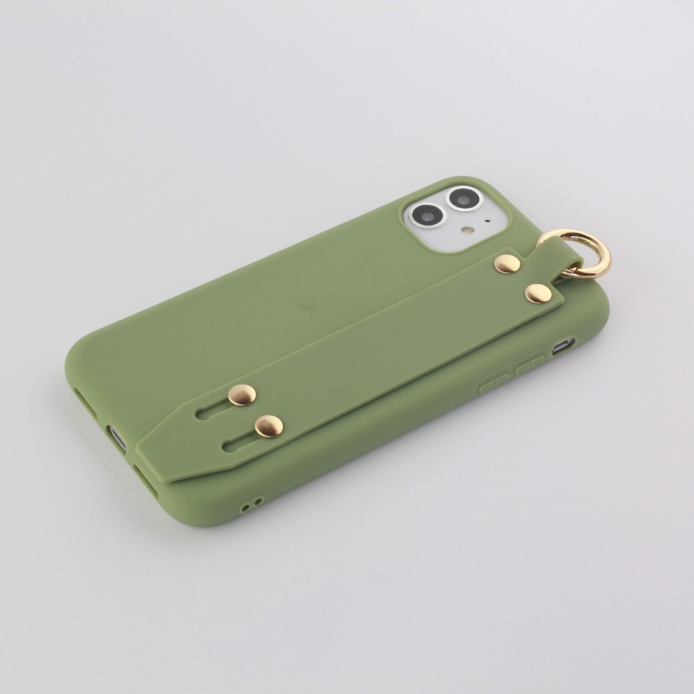 Coque iPhone 11 - Silicone Mat Strap - Vert