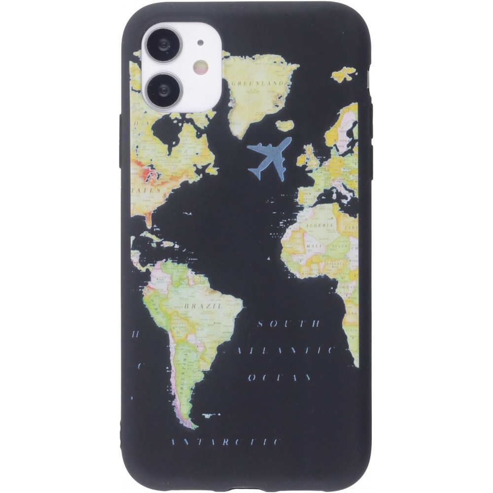Coque iPhone 11 - Silicone Mat Travel - Noir