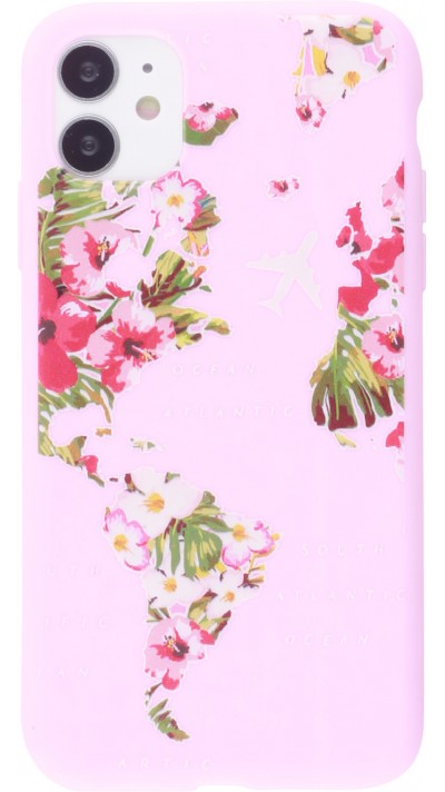 Coque iPhone 12 mini - Silicone Mat Travel flowers