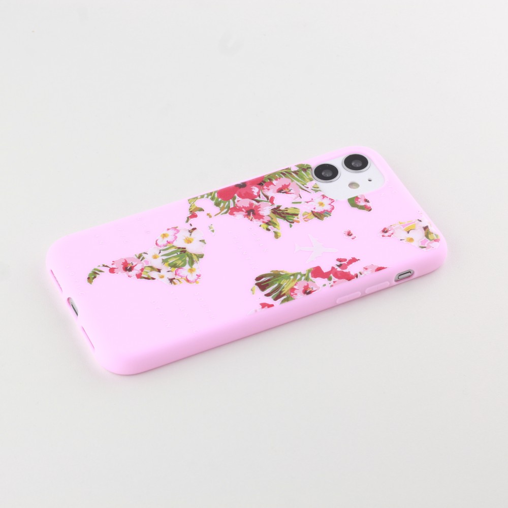 Coque iPhone 12 mini - Silicone Mat Travel flowers