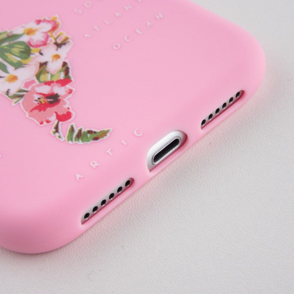 Coque iPhone 11 - Silicone Mat Travel flowers