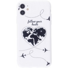 Coque iPhone 11 - Silicone Mat Travel heart