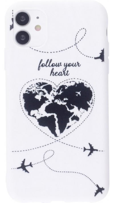 Coque iPhone 12 mini - Silicone Mat Travel heart