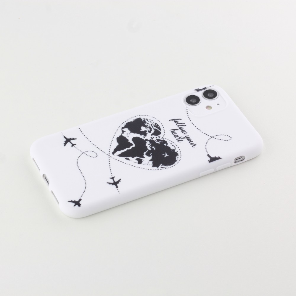 Coque iPhone 12 mini - Silicone Mat Travel heart