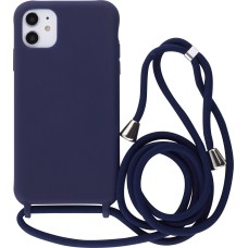 Hülle iPhone 11 - Silikon Matte mit Seil blau