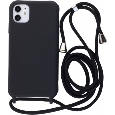Coque iPhone 13 Pro Max - Silicone Mat avec lacet - Noir