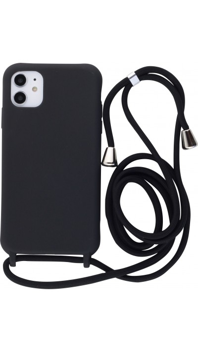 Coque iPhone 7 / 8 / SE (2020, 2022) - Silicone Mat avec lacet - Noir