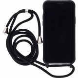 Coque iPhone 11 Pro Max - Silicone Mat avec lacet - Noir