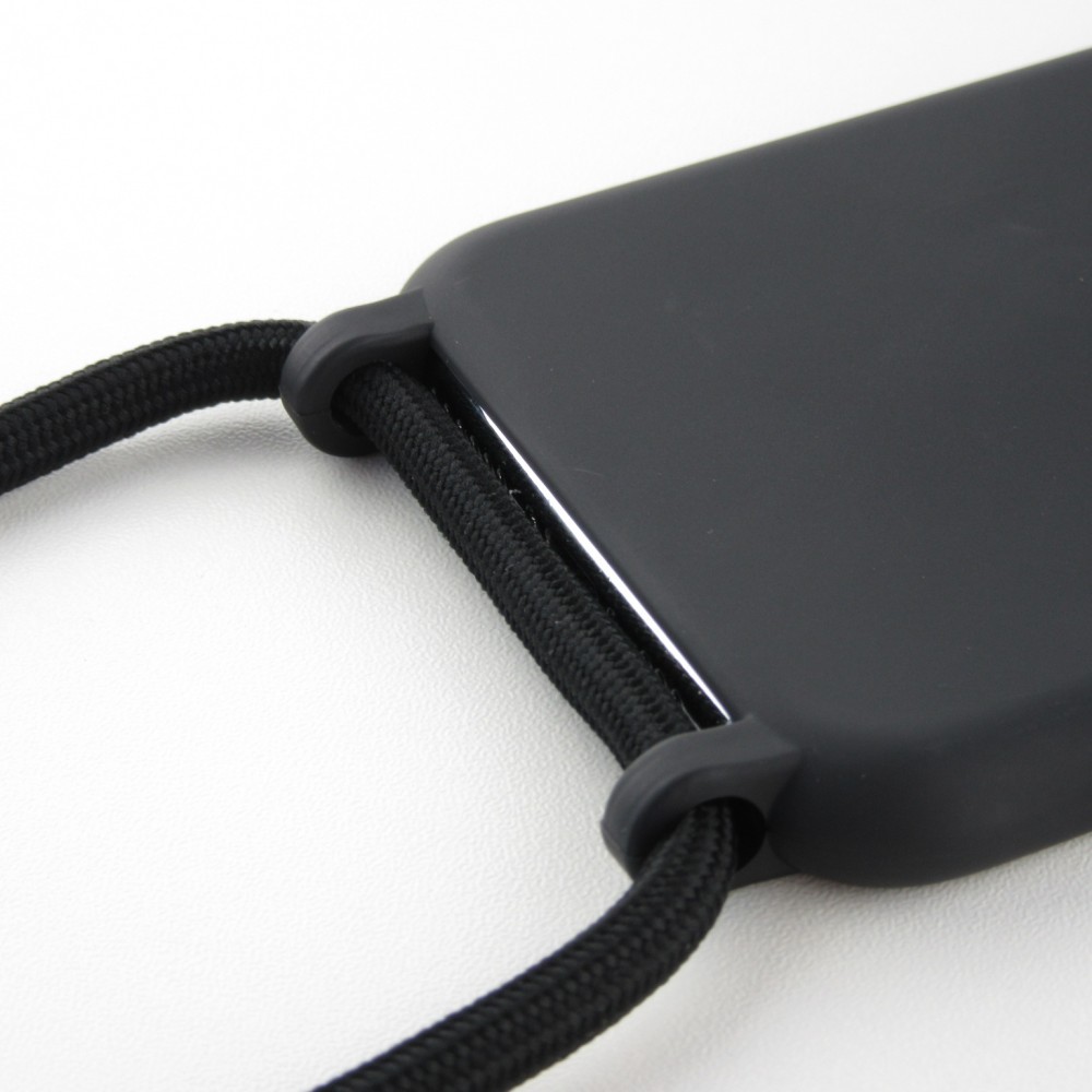 Coque iPhone 11 Pro Max - Silicone Mat avec lacet - Noir
