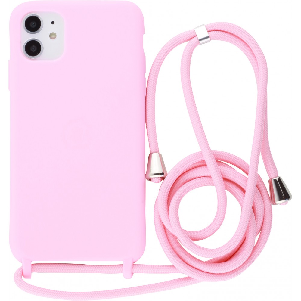 Hülle iPhone 11 - Silikon Matte mit Seil hell- Rosa