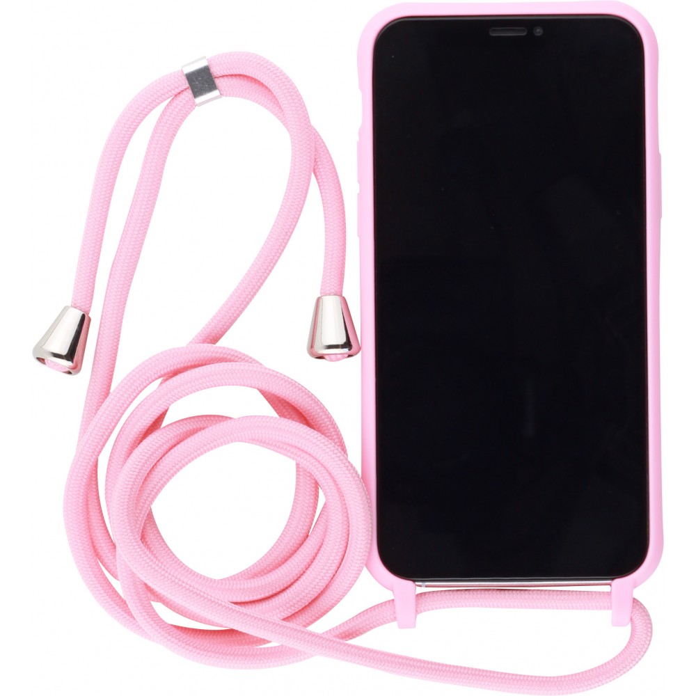 Hülle iPhone 11 - Silikon Matte mit Seil hell- Rosa