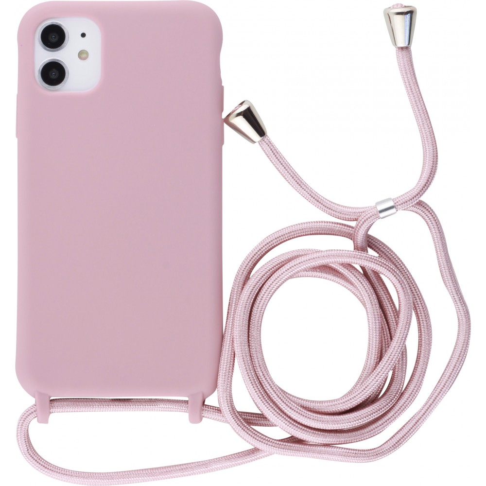 Hülle iPhone 11 - Silikon Matte mit Seil blass- Rosa