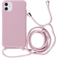 Hülle iPhone 11 - Silikon Matte mit Seil blass- Rosa