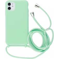 Coque iPhone 11 - Silicone Mat avec lacet vert clair