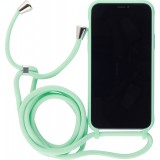 Coque iPhone 11 - Silicone Mat avec lacet vert clair