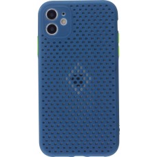 Coque iPhone 11 - Silicone Mat avec trous - Bleu