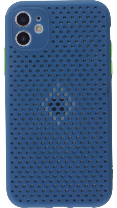 Coque iPhone 11 - Silicone Mat avec trous - Bleu