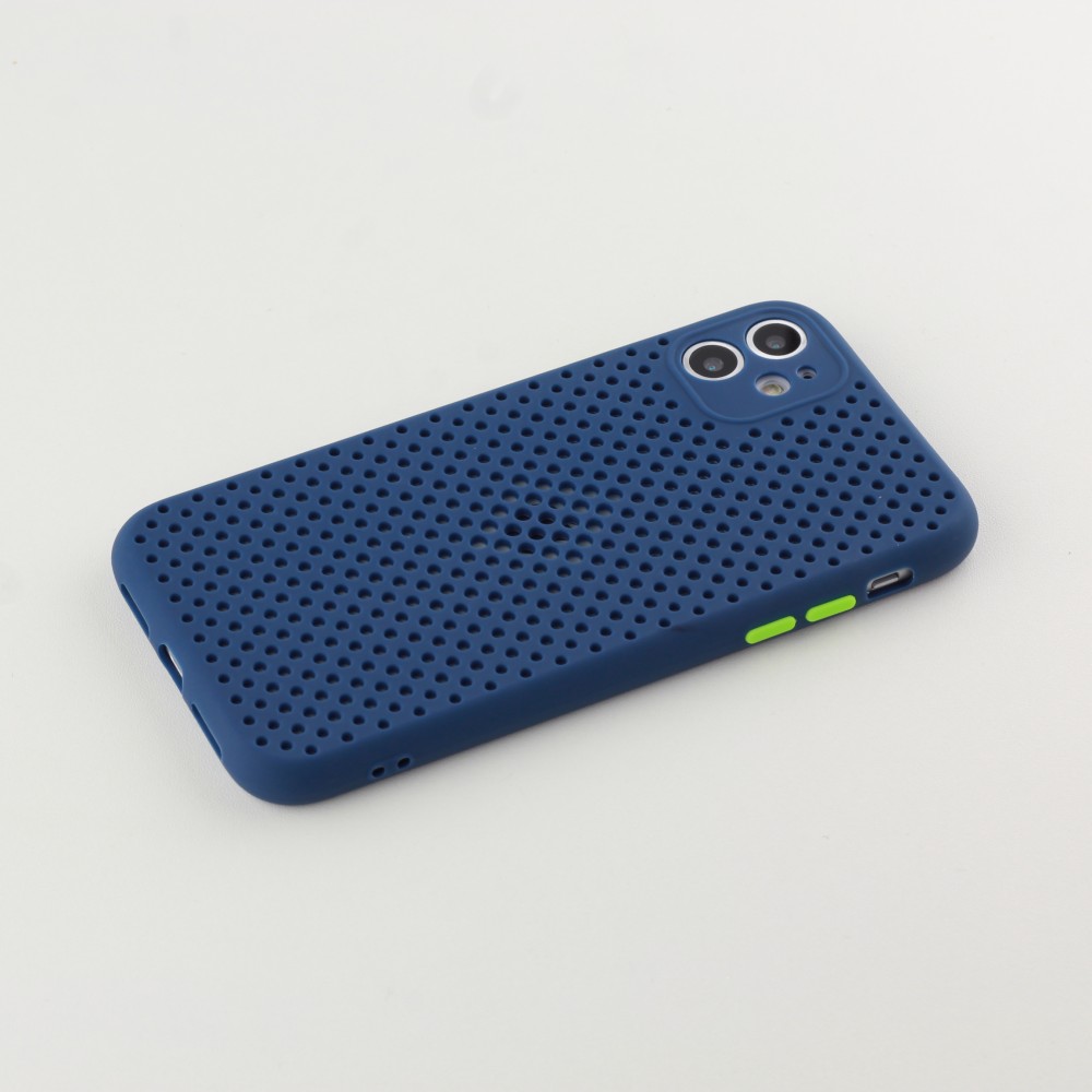 Coque iPhone 11 - Silicone Mat avec trous - Bleu