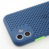 Coque iPhone 11 - Silicone Mat avec trous - Bleu