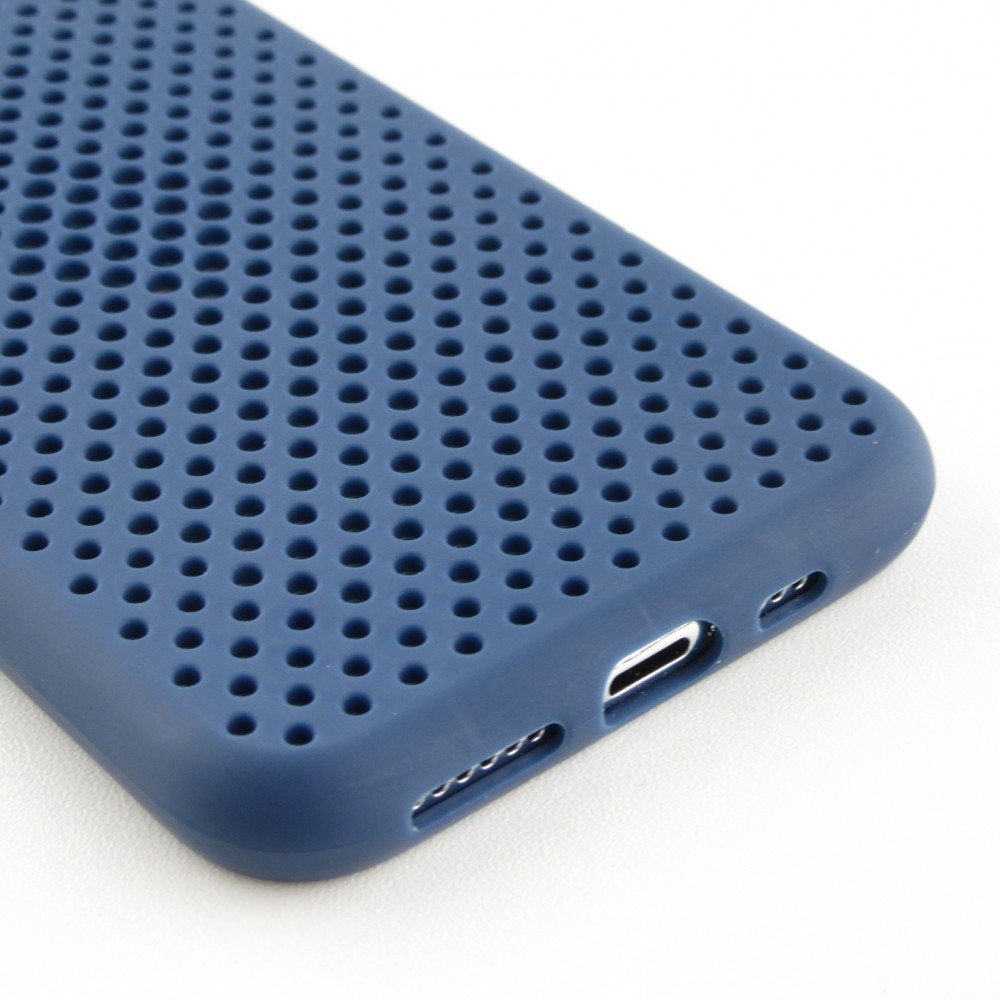 Coque iPhone 11 - Silicone Mat avec trous - Bleu