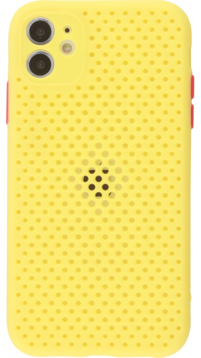 Coque iPhone 11 - Silicone Mat avec trous jaune