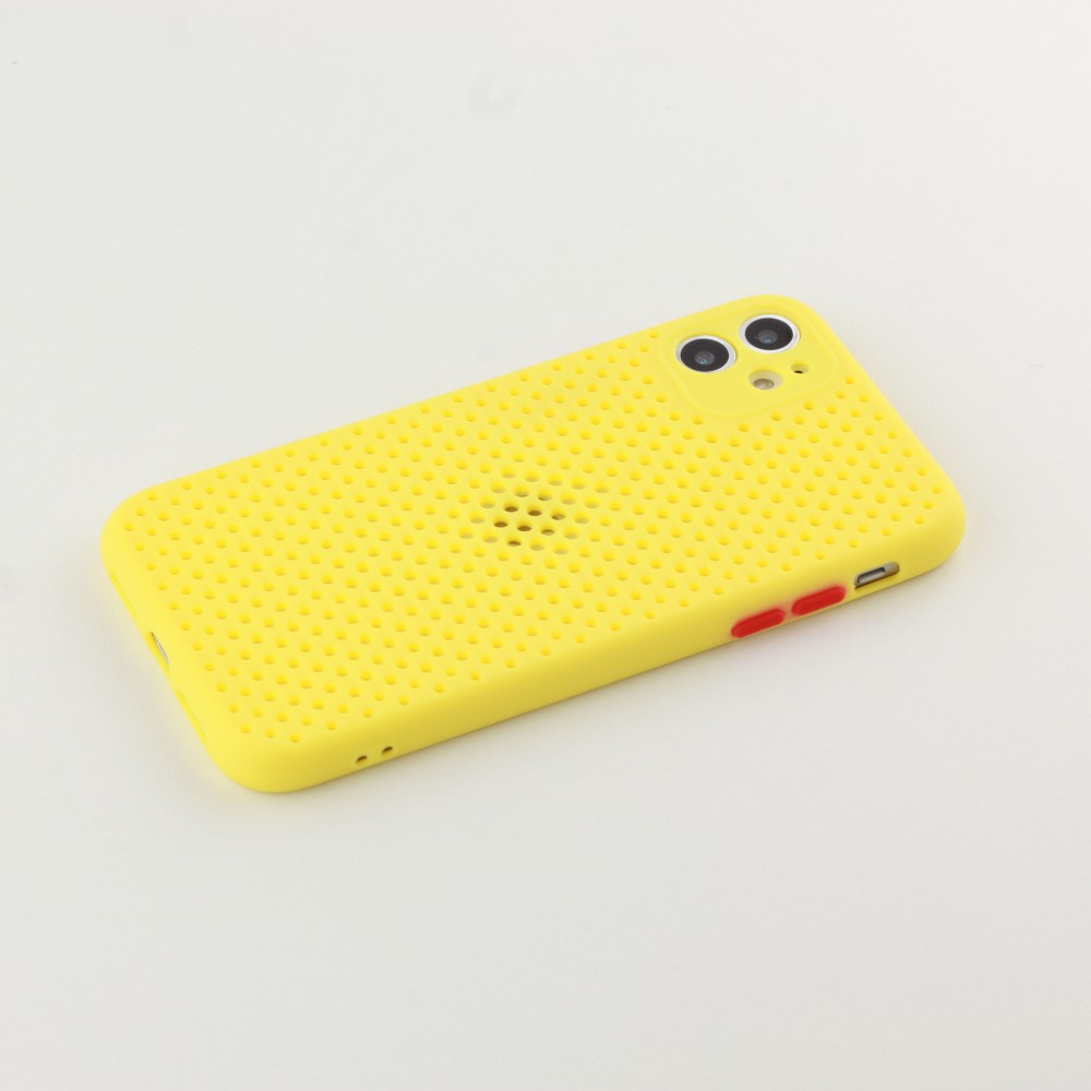 Hülle iPhone 11 - Silicone Mat mit Löchern - Gelb