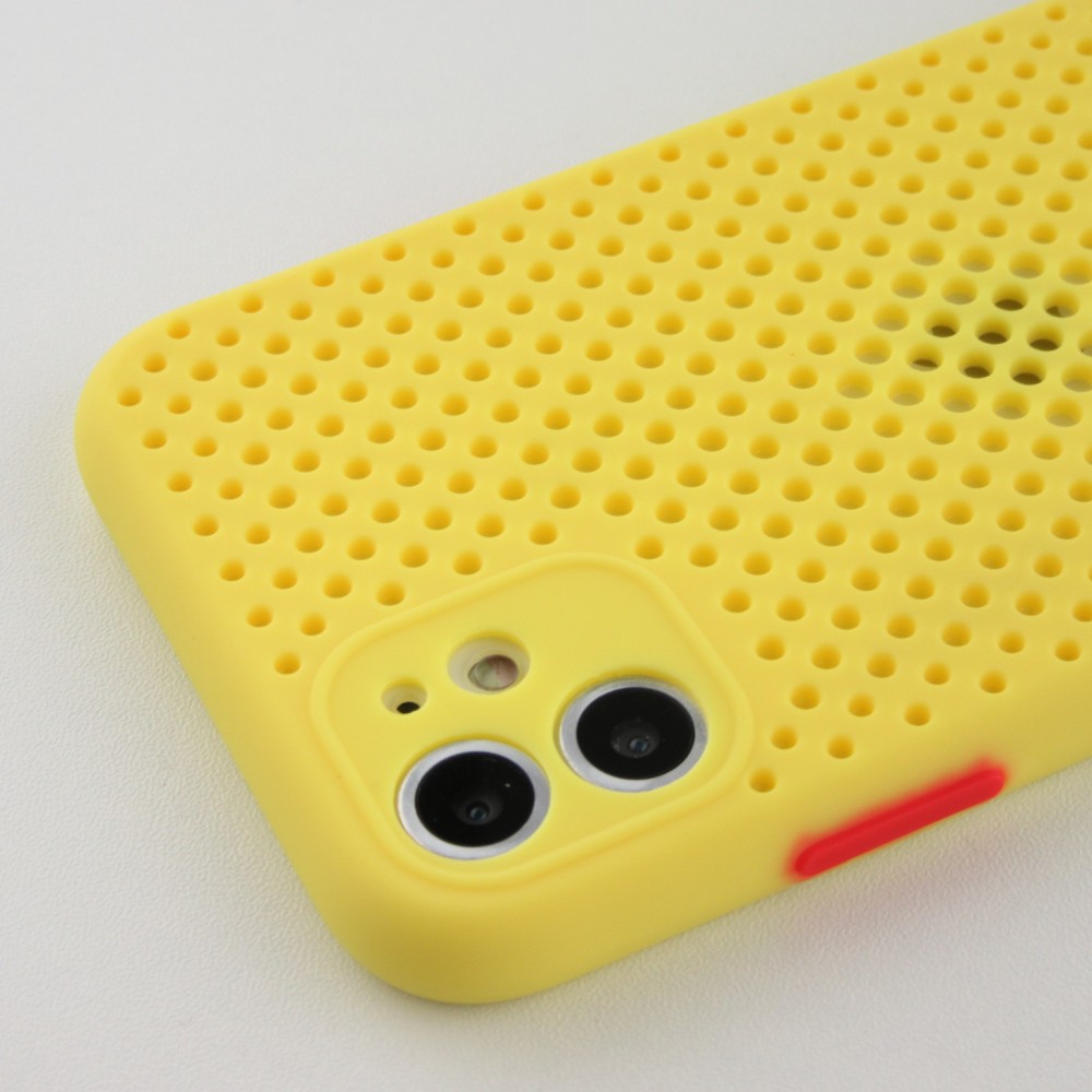 Coque iPhone 11 - Silicone Mat avec trous jaune