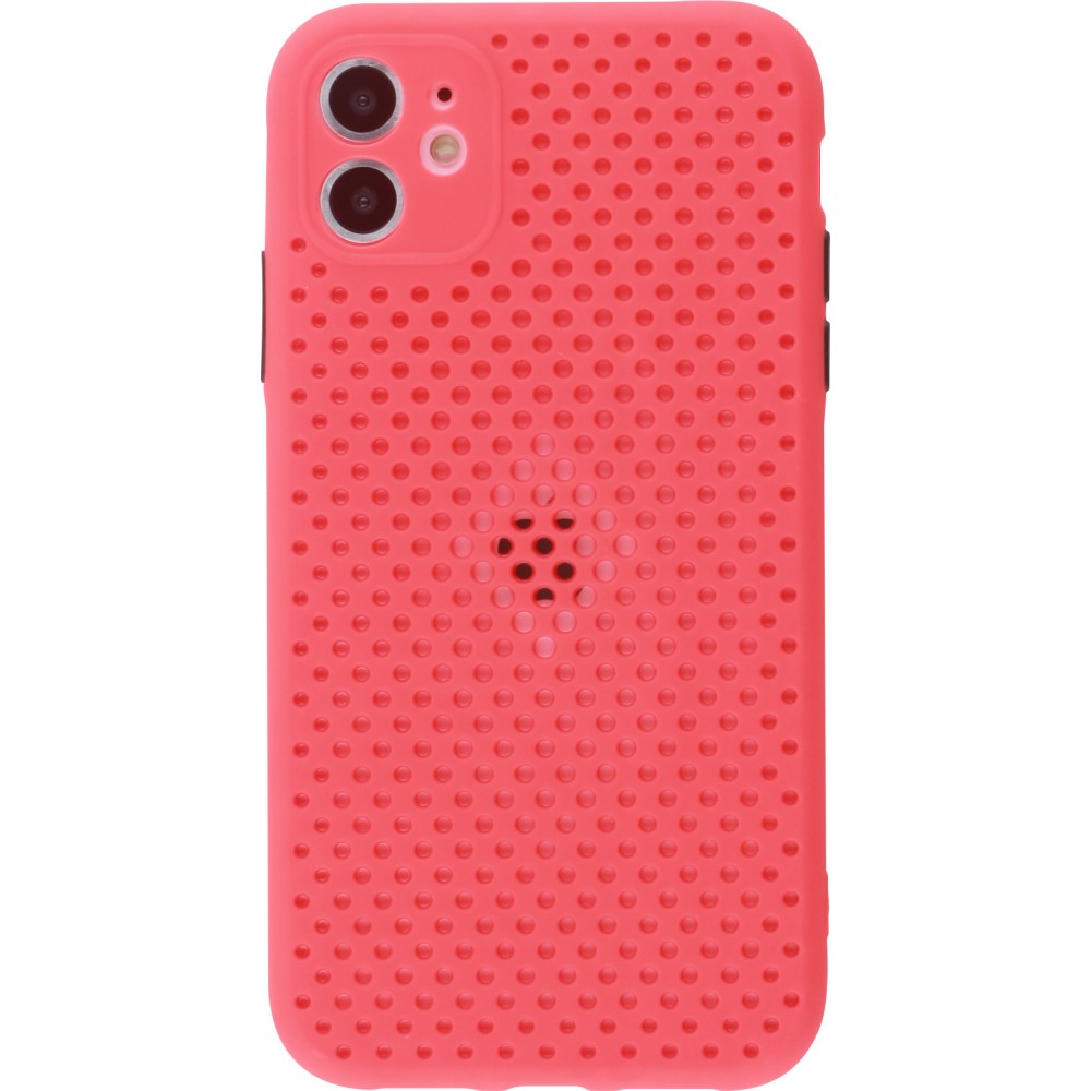 Coque iPhone 11 - Silicone Mat avec trous - Rouge