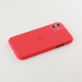 Coque iPhone 11 - Silicone Mat avec trous - Rouge