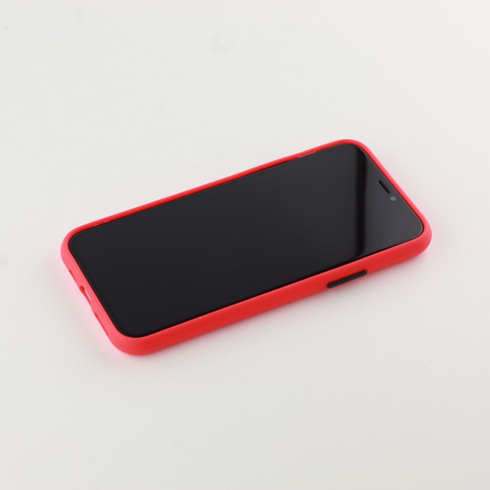 Coque iPhone 11 - Silicone Mat avec trous - Rouge