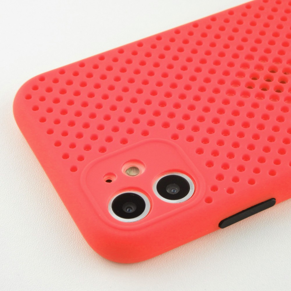 Coque iPhone 11 - Silicone Mat avec trous - Rouge