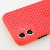 Coque iPhone 11 - Silicone Mat avec trous - Rouge