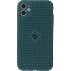 Coque iPhone 11 - Silicone Mat avec trous - Vert foncé