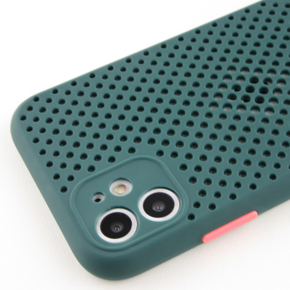 Coque iPhone 11 - Silicone Mat avec trous - Vert foncé