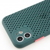 Hülle iPhone 11 - Silicone Mat mit Löchern - Dunkelgrün