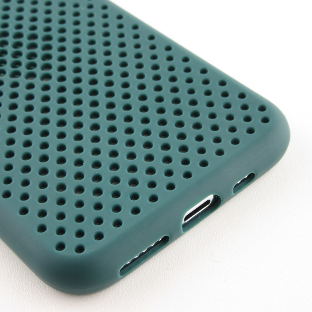 Coque iPhone 11 - Silicone Mat avec trous - Vert foncé