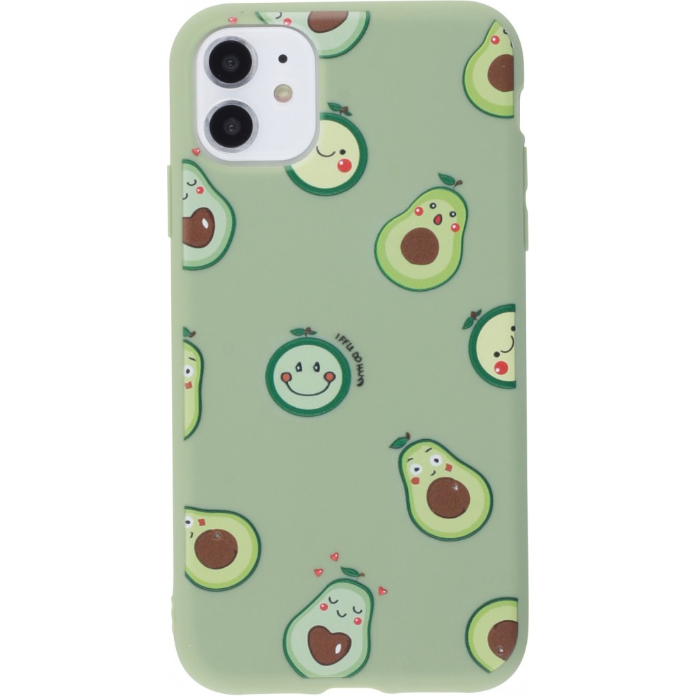 Hülle iPhone 12 mini - Silikonmatte Avocado pattern